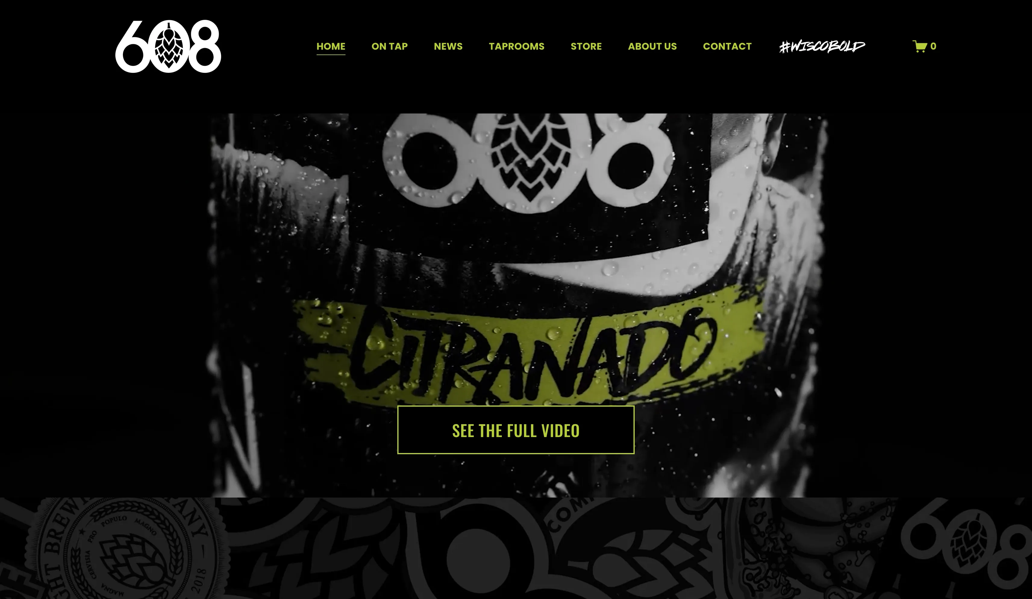 608 Brewing Company website on desktop