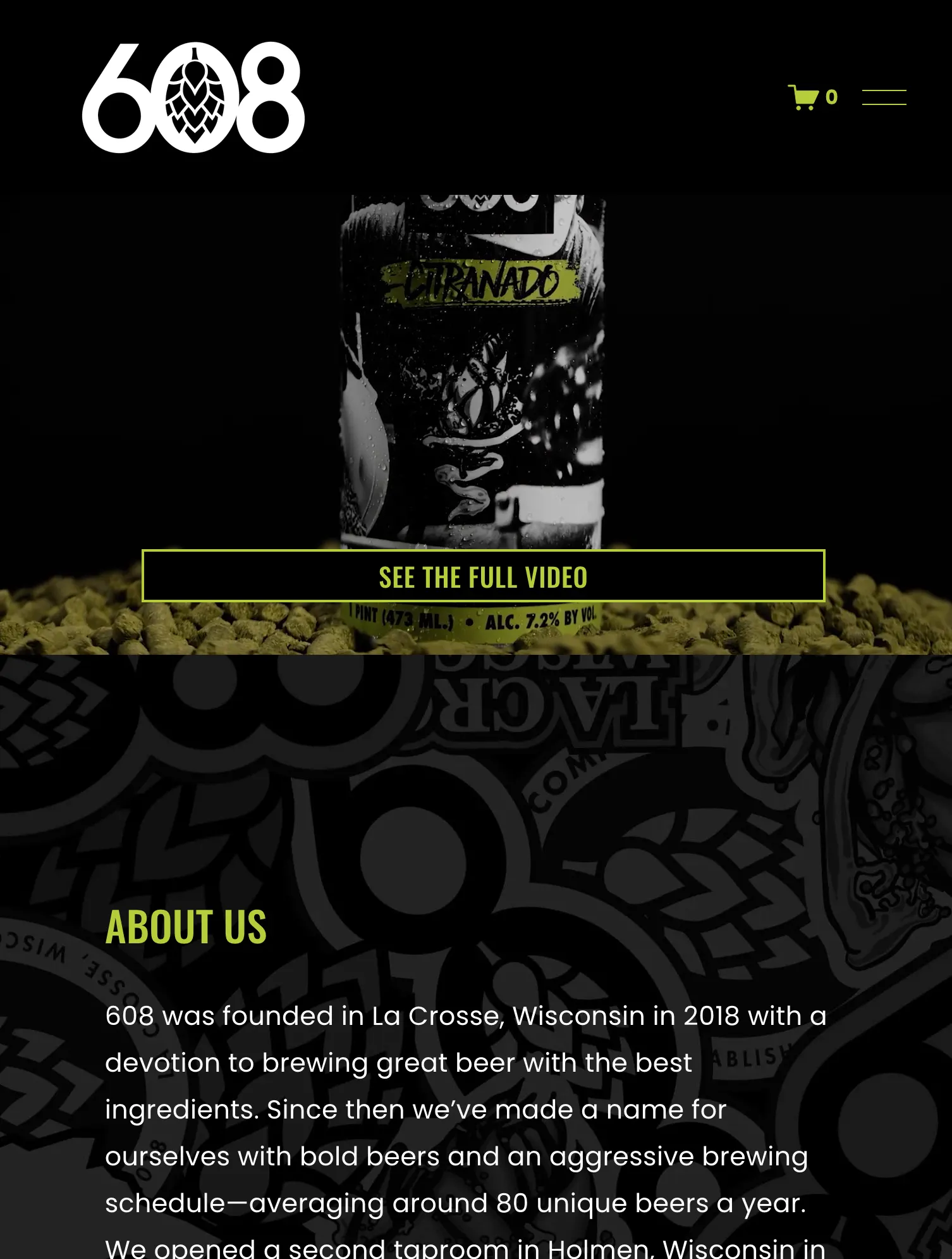 608 Brewing Company website on tablet
