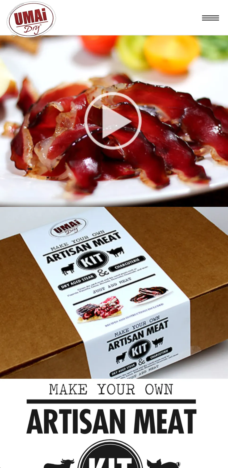 UMAi Dry®: Artisan Meat Kit website on mobile