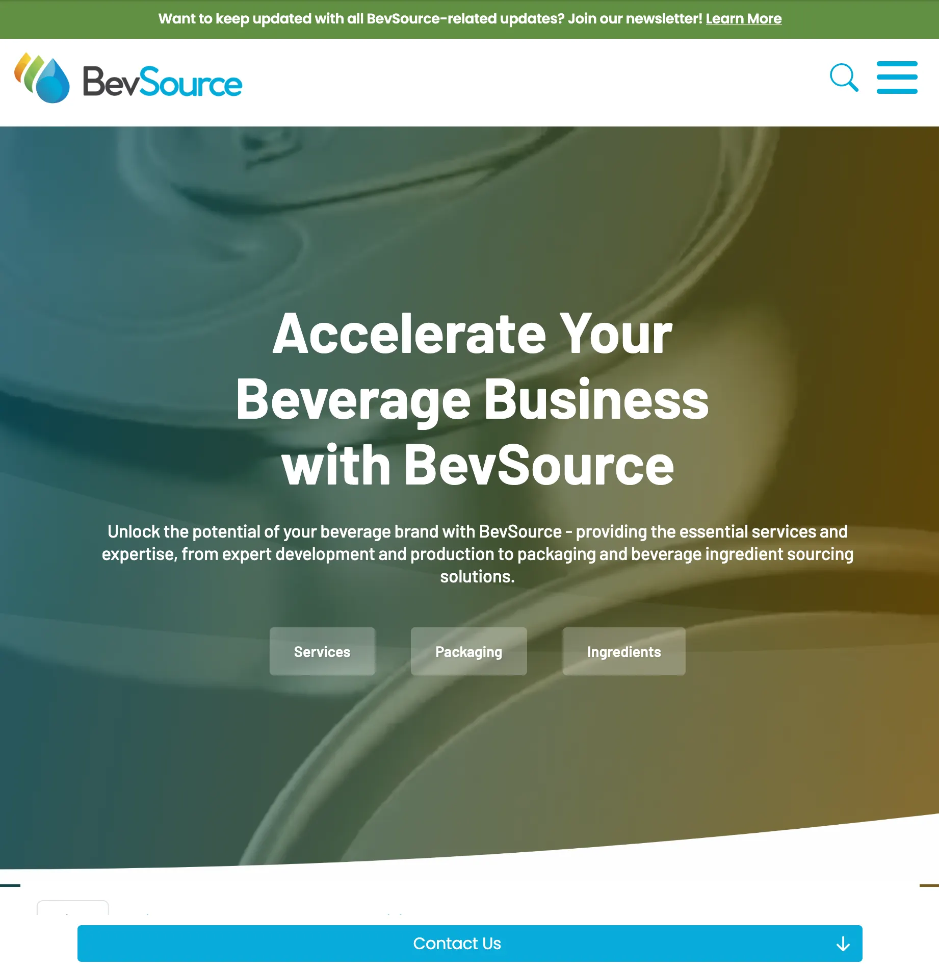 BevSource website on tablet