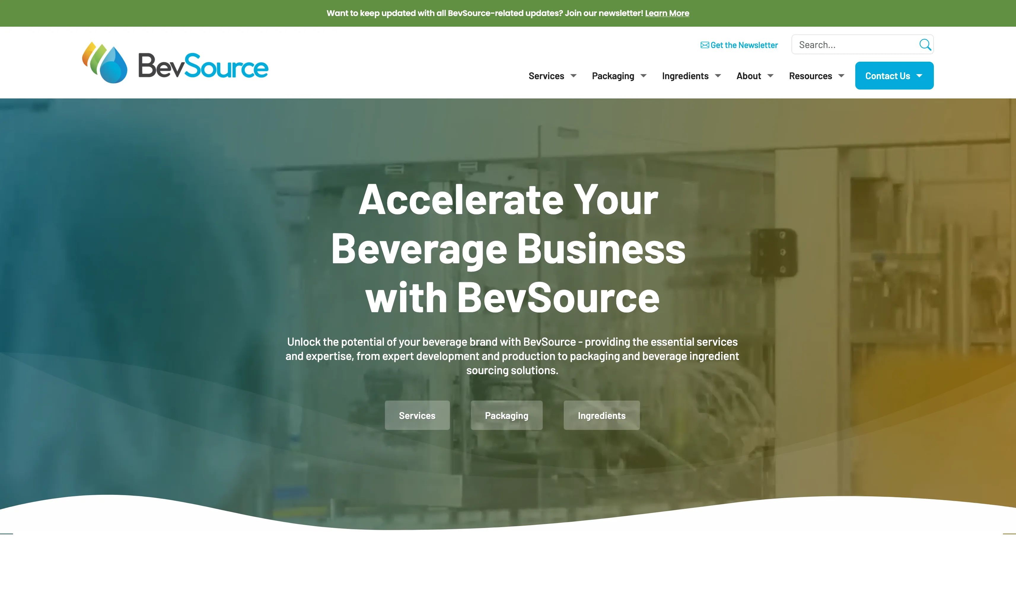 BevSource website on desktop