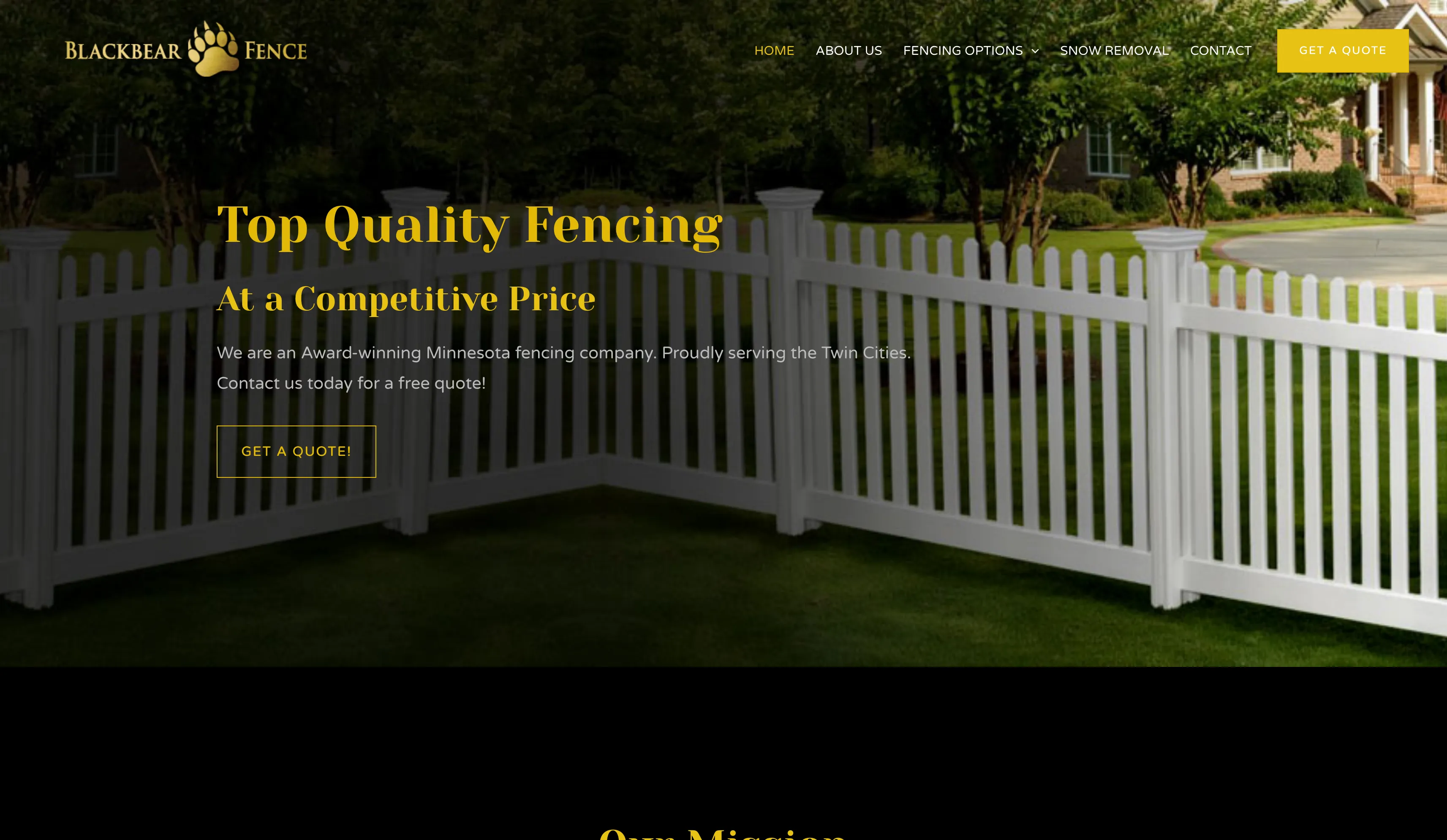 Blackbear Fence website on desktop