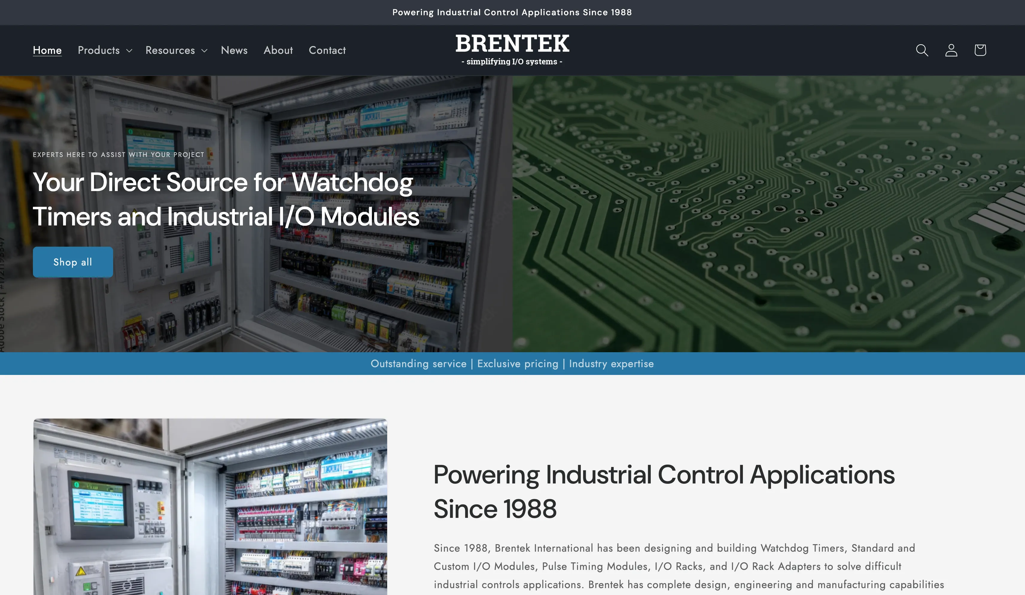 Brentek website on desktop