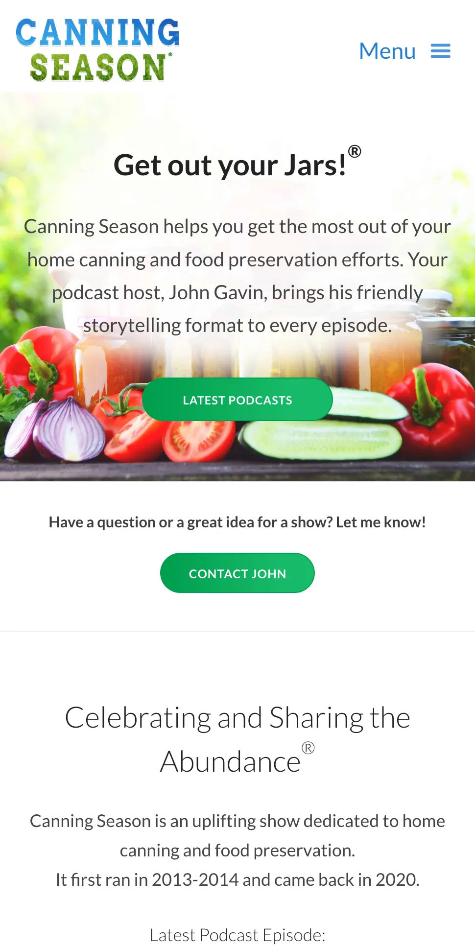 Canning Season website on mobile