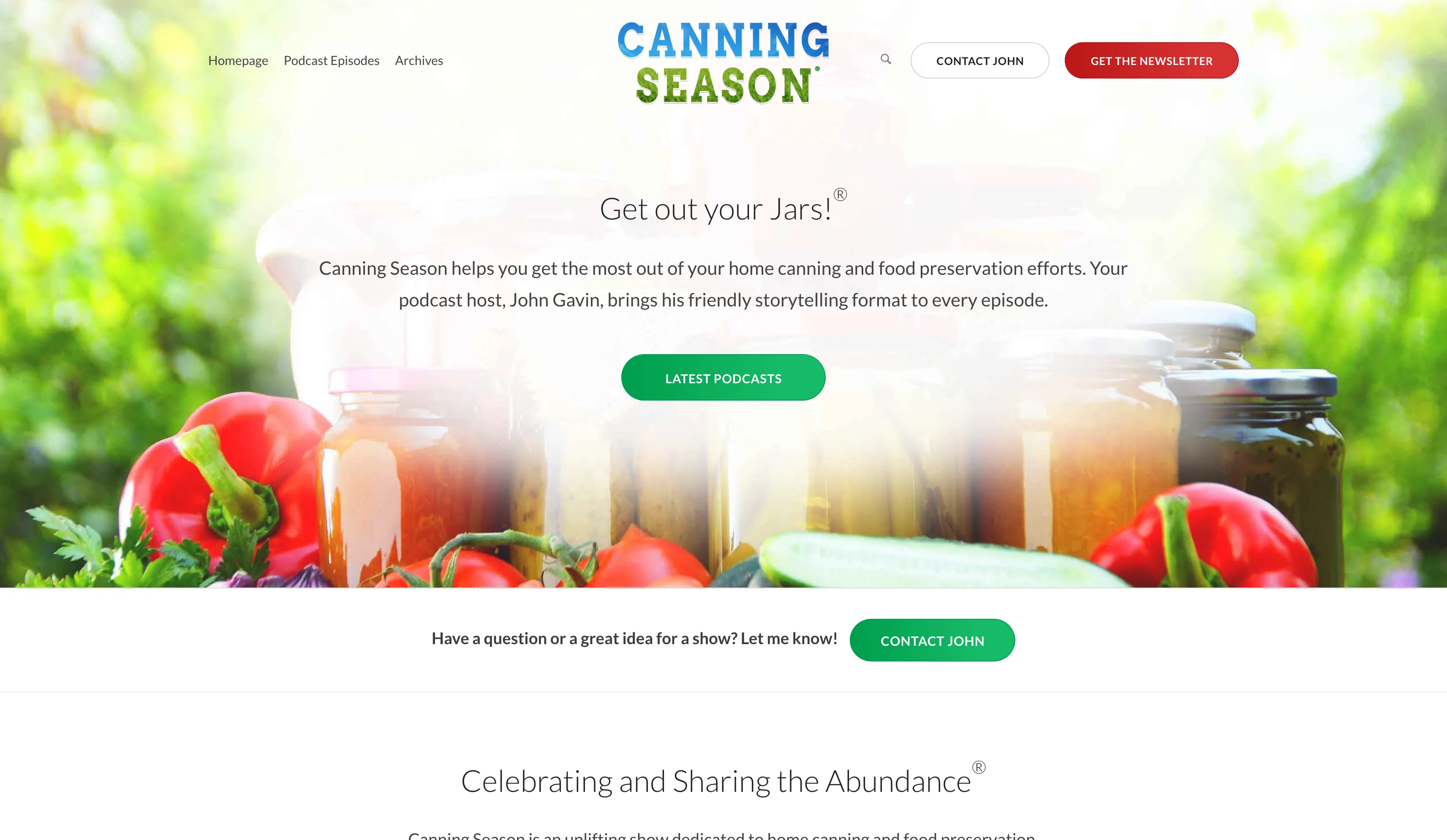 Canning Season website on desktop
