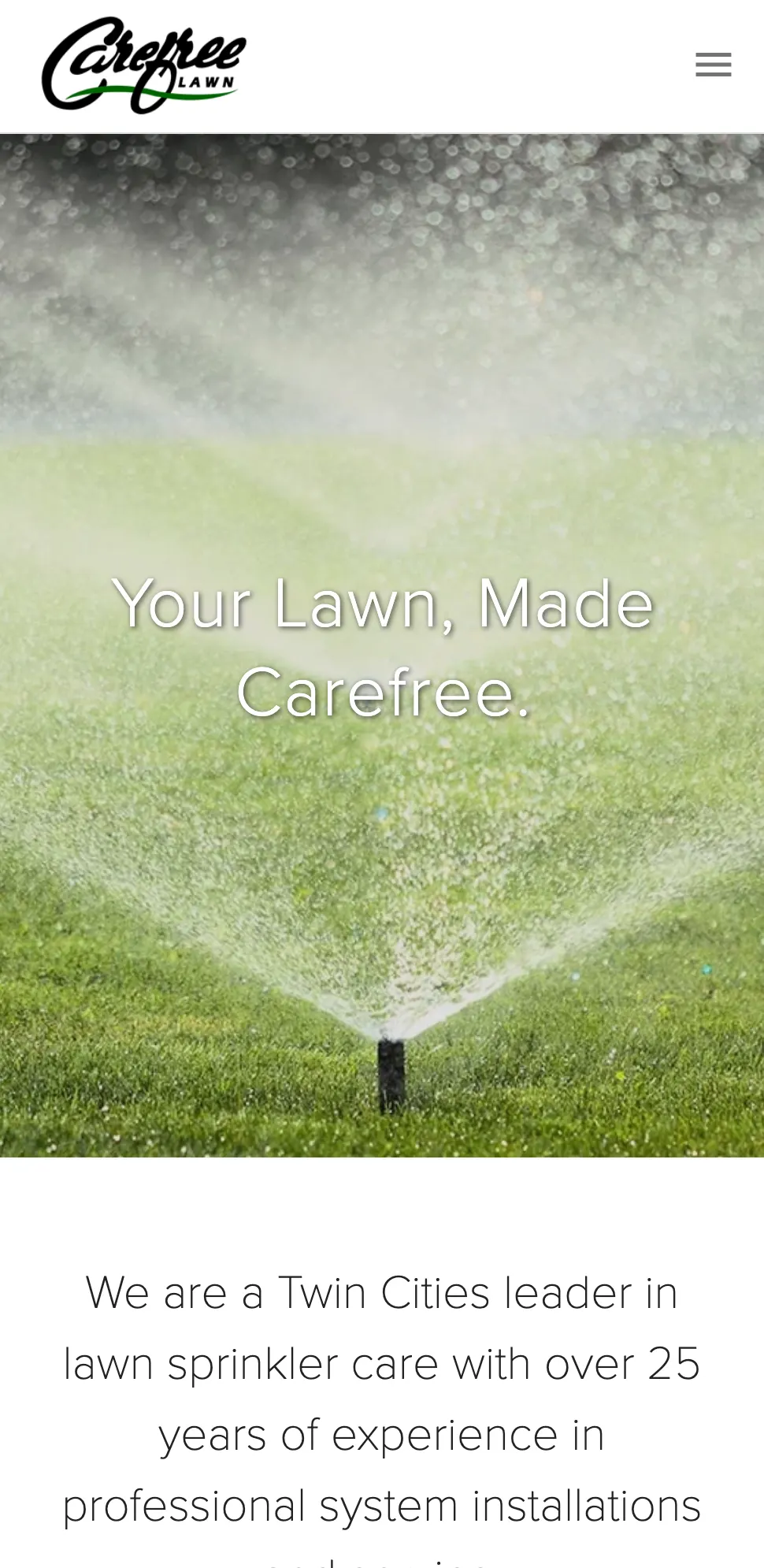 Carefree Lawn & Sprinklers website on mobile