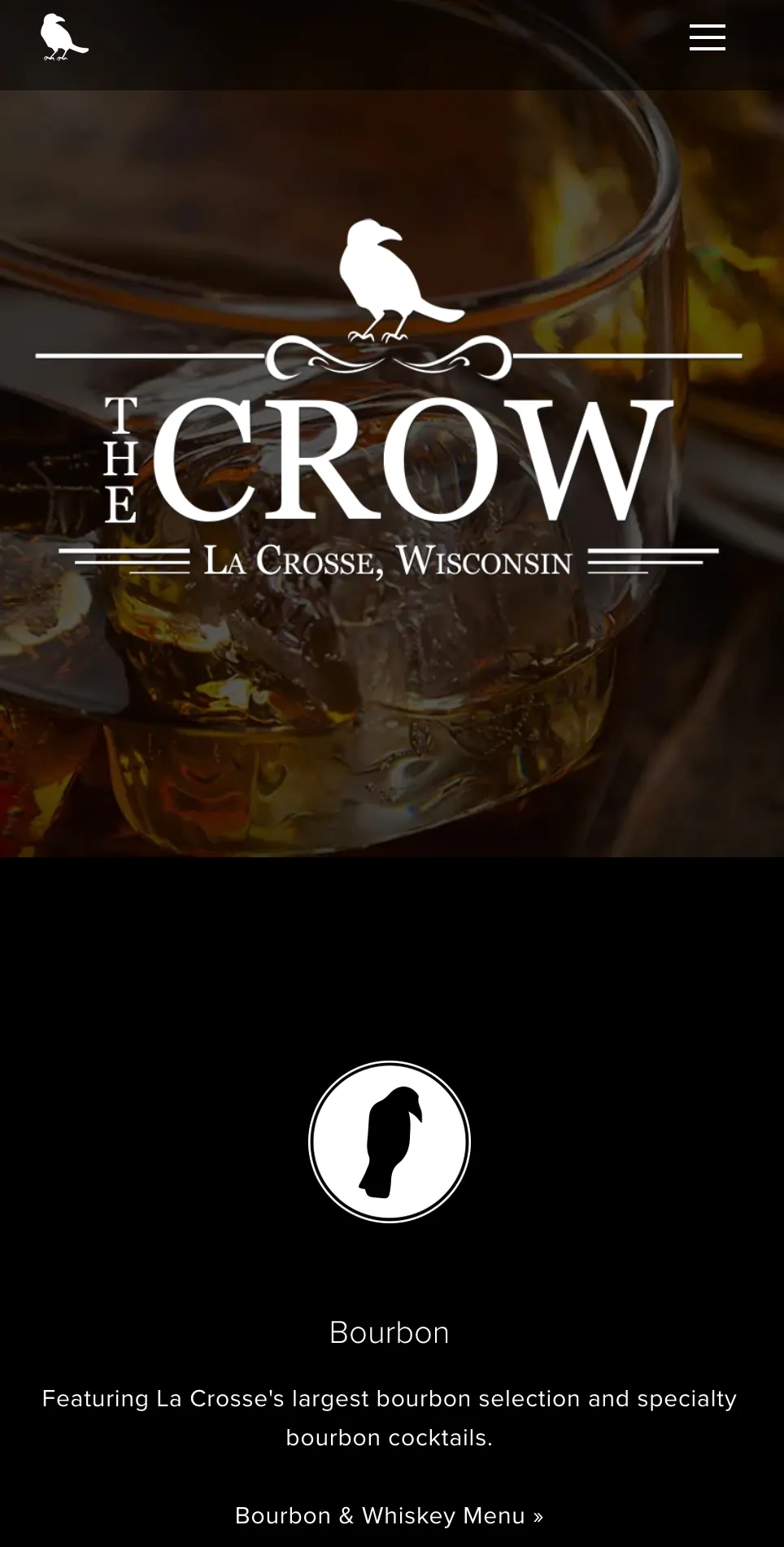 The Crow website on mobile