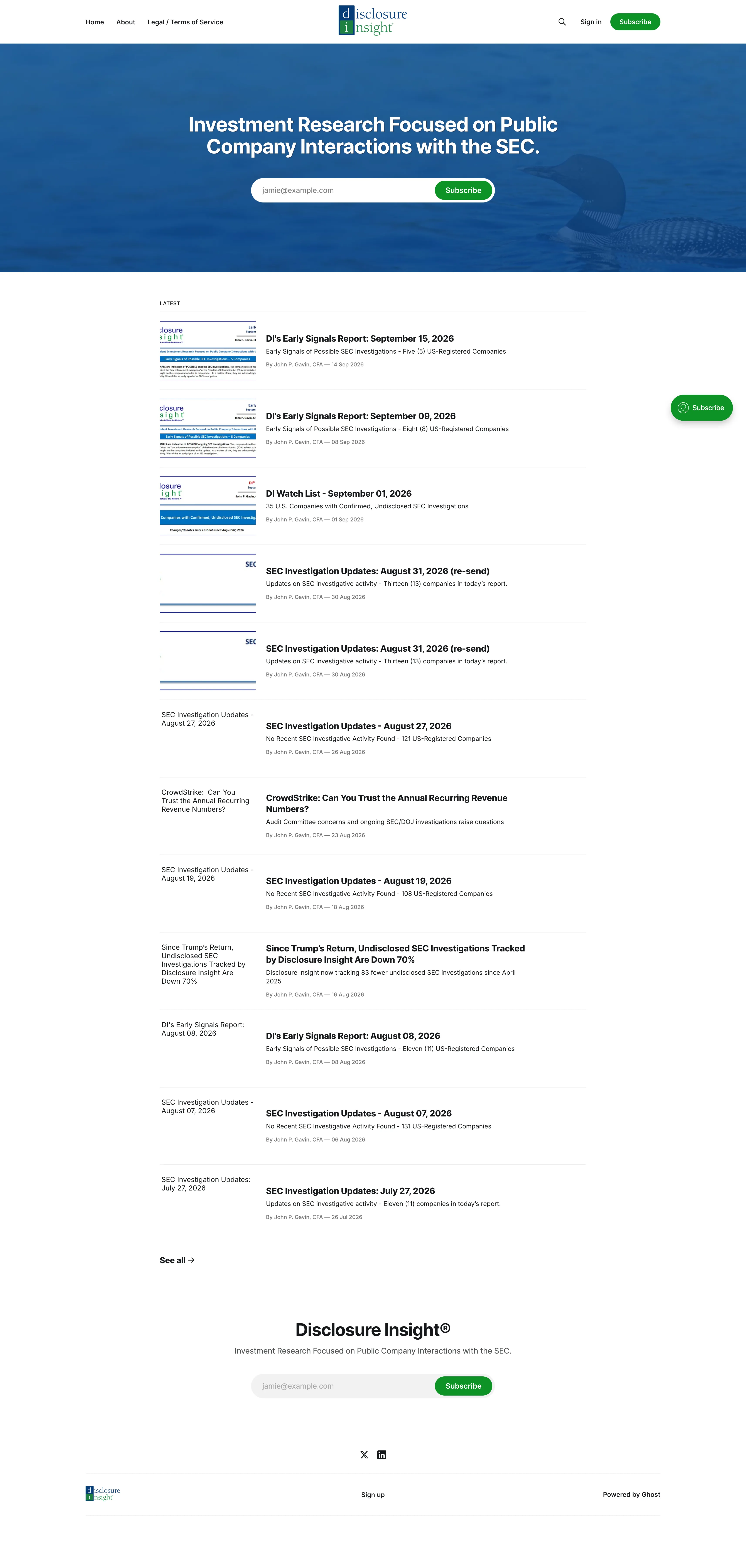 Disclosure Insight website on desktop