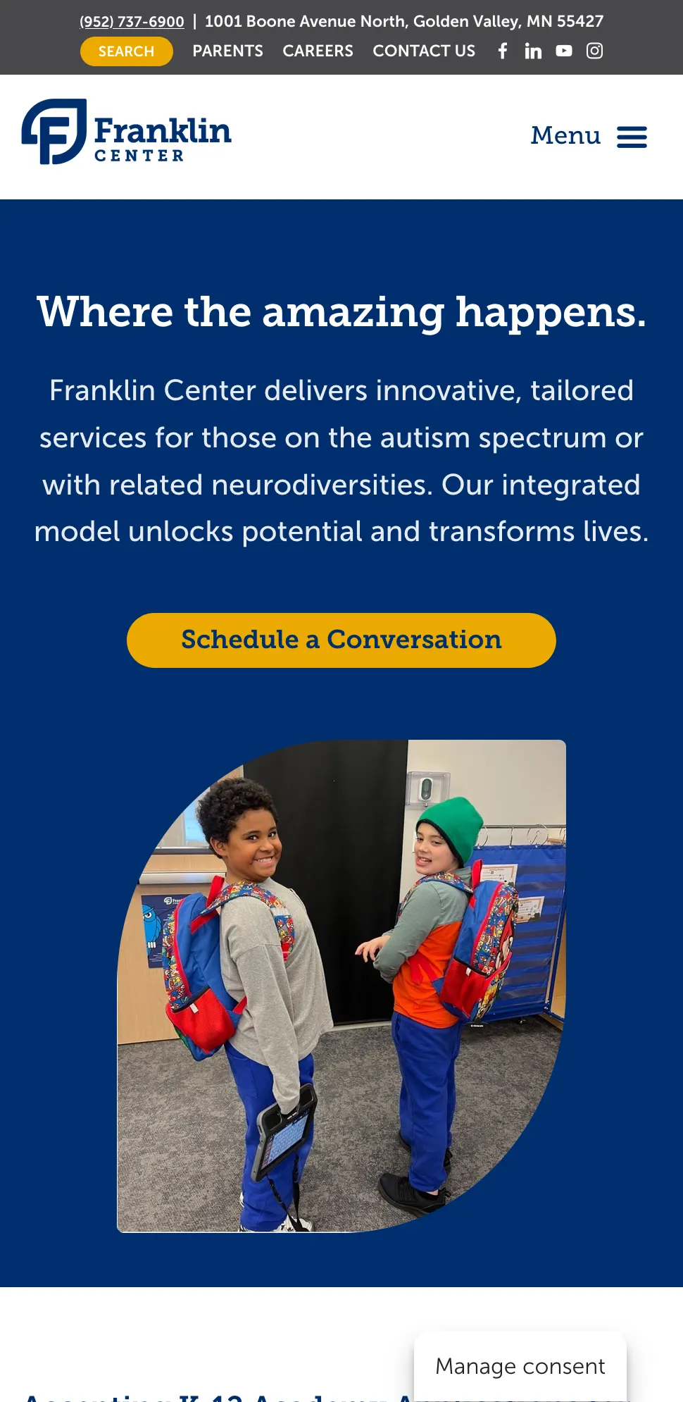 Franklin Center website on mobile