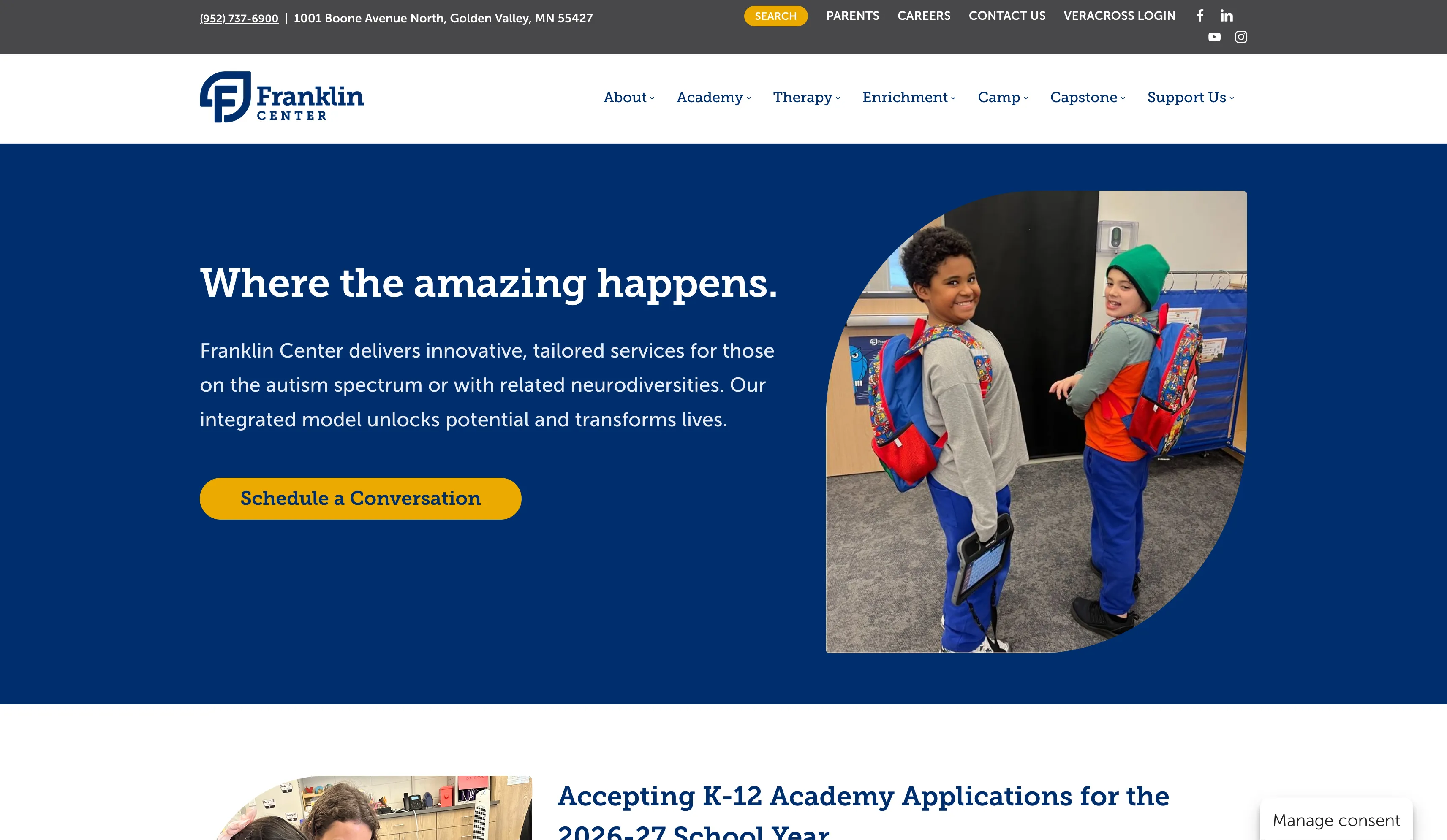 Franklin Center website on desktop