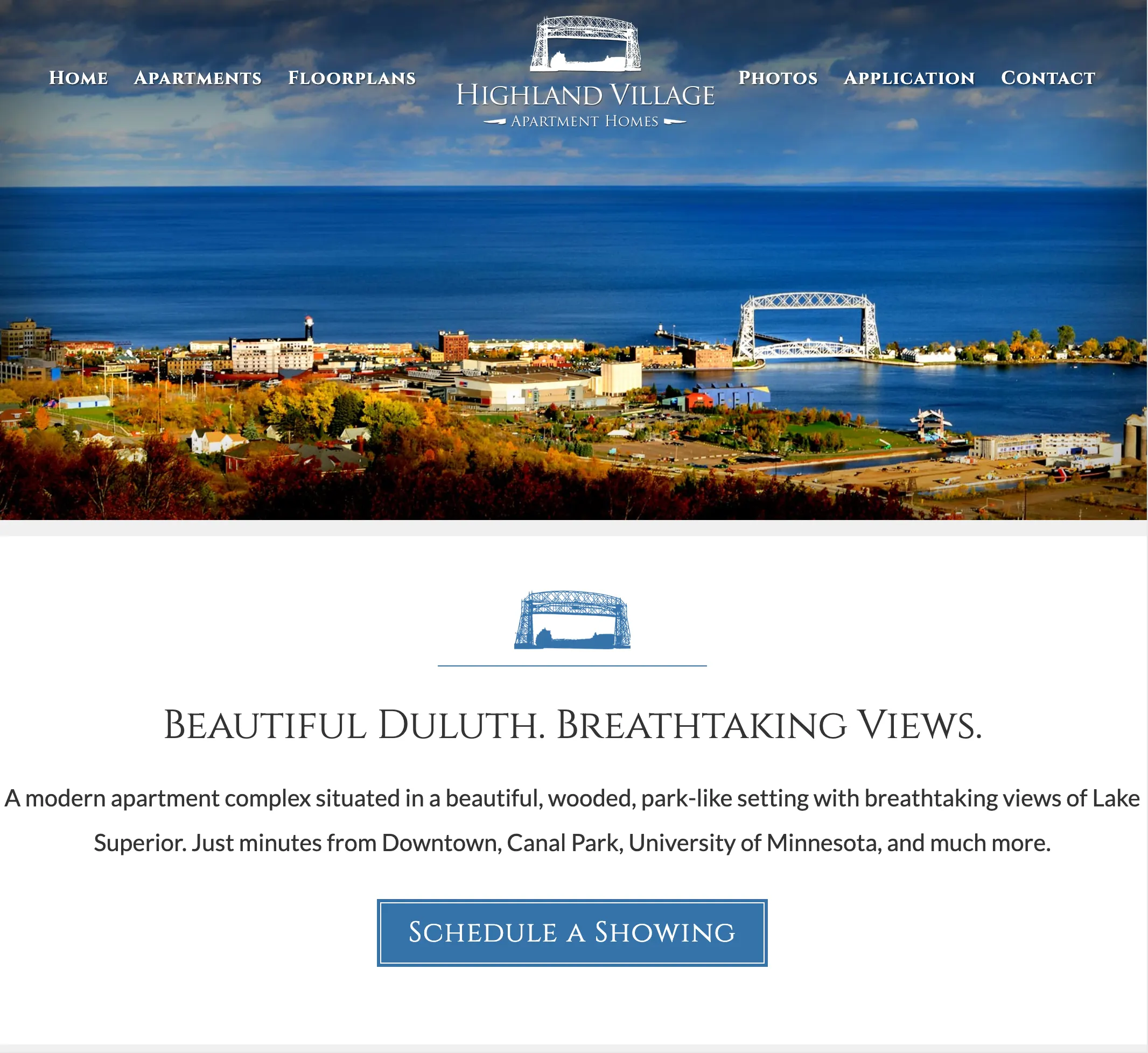 Highland Duluth website on tablet