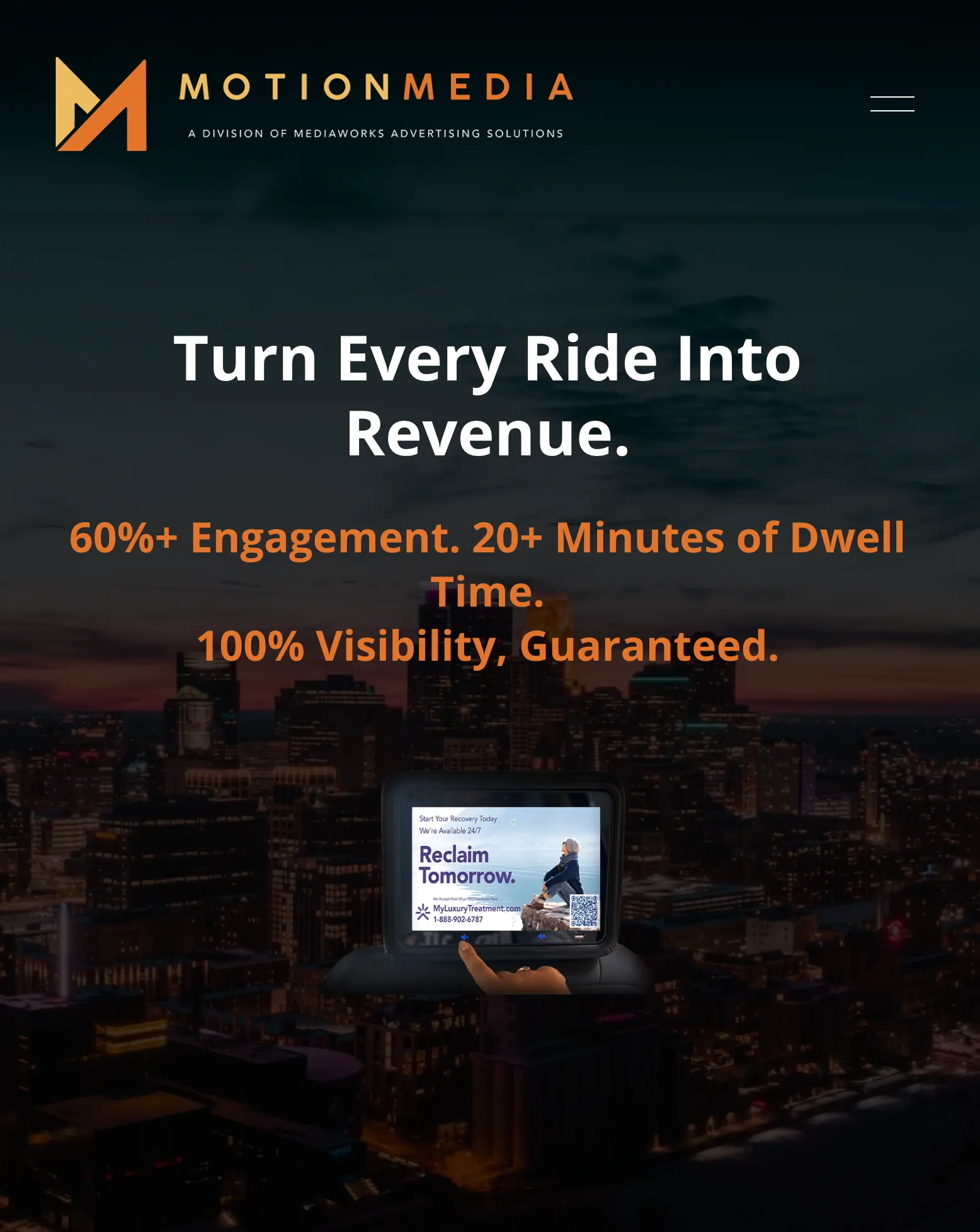 Motion Media website on tablet
