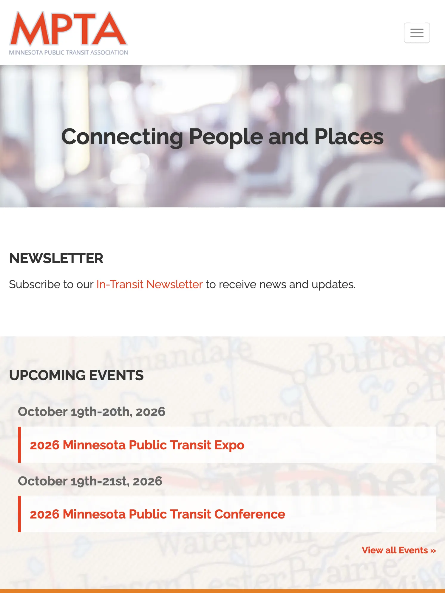 Minnesota Public Transit Association website on tablet