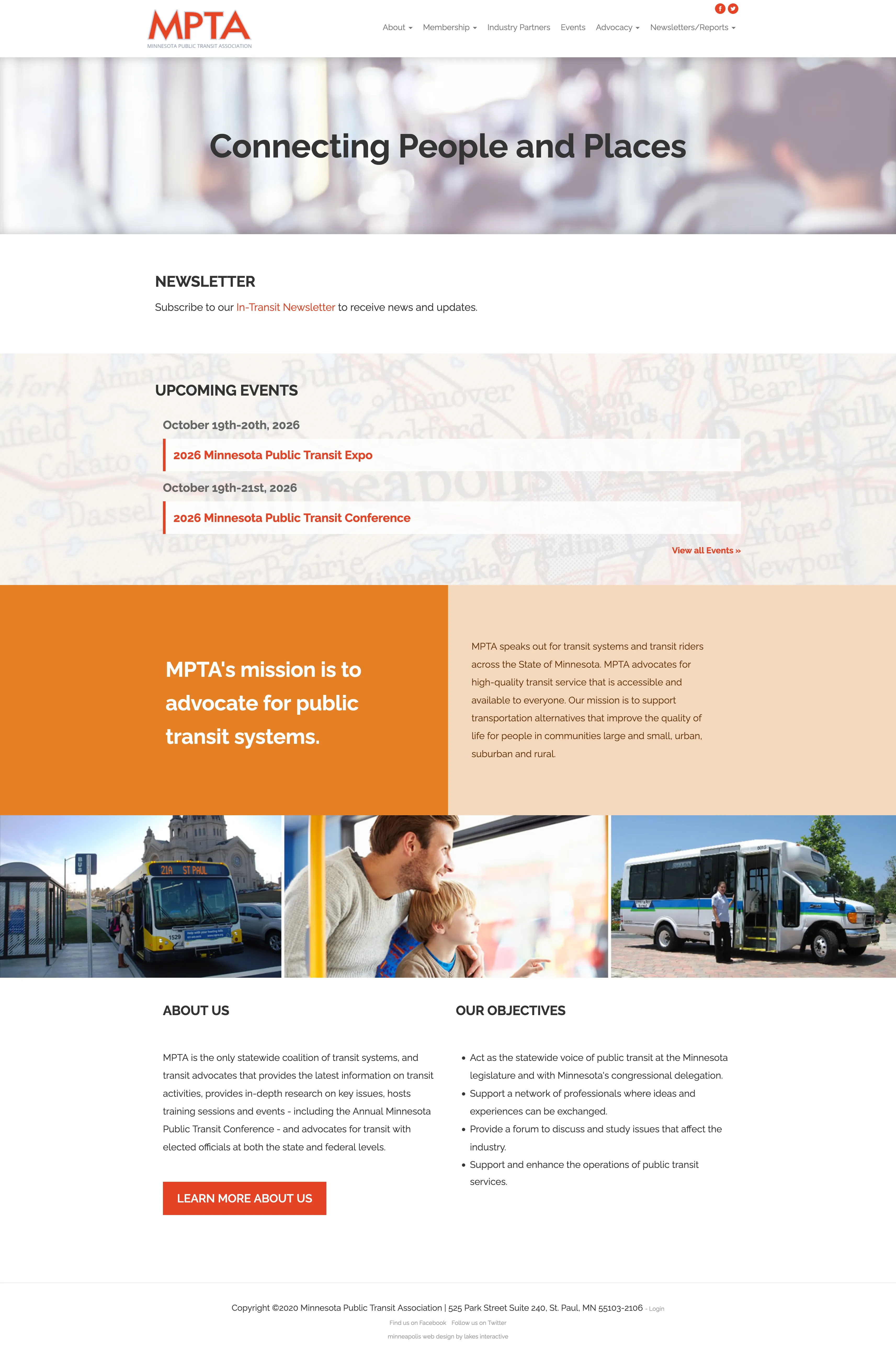 Minnesota Public Transit Association website on desktop
