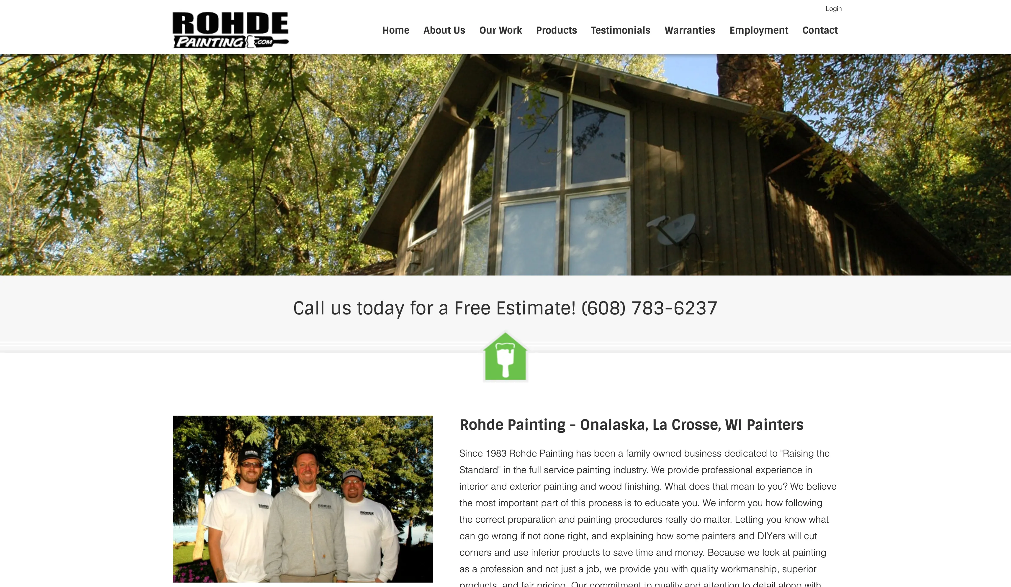 Rohde Painting website on desktop