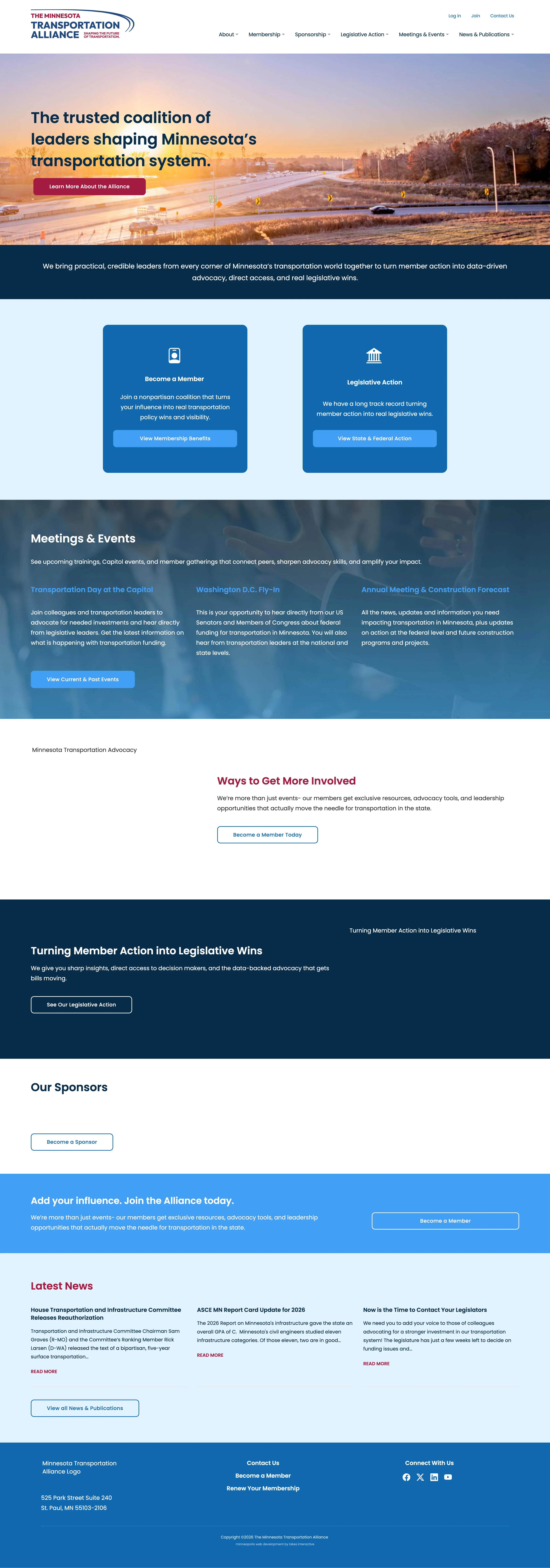The Minnesota Transportation Alliance website on desktop