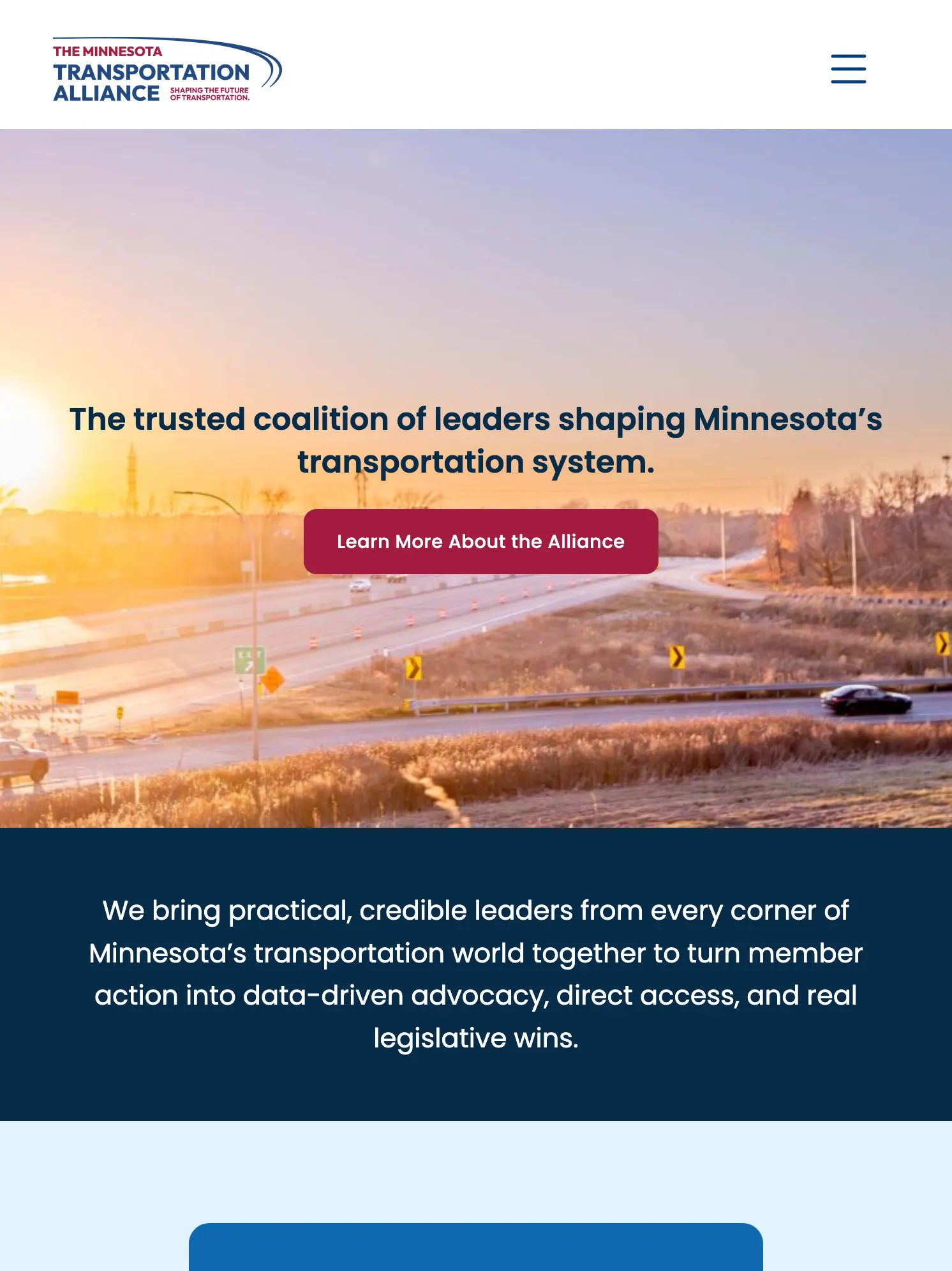 The Minnesota Transportation Alliance website on tablet