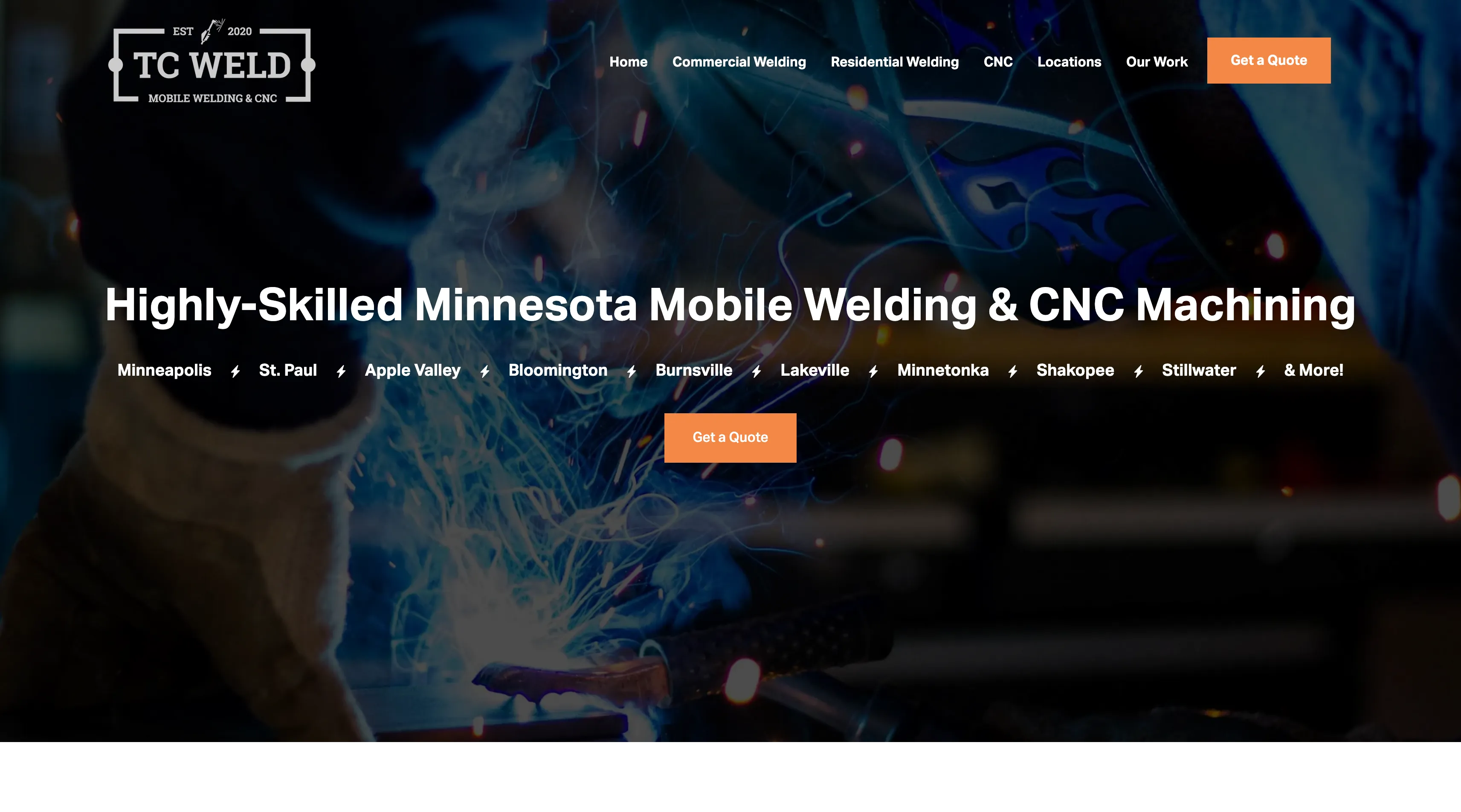 TC Weld website on desktop