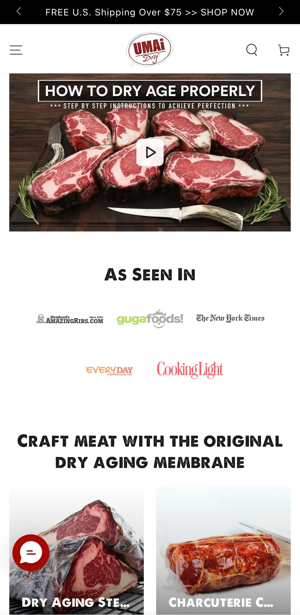UMAi Dry® website on mobile